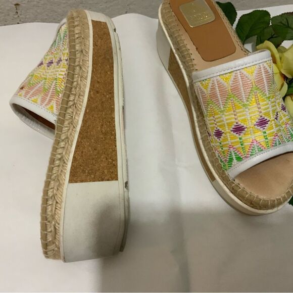 Kanna Multi-Color Slide Platform Wedge Espadrille Sandals Shoes Women's 39 / 9 - Picture 6 of 16
